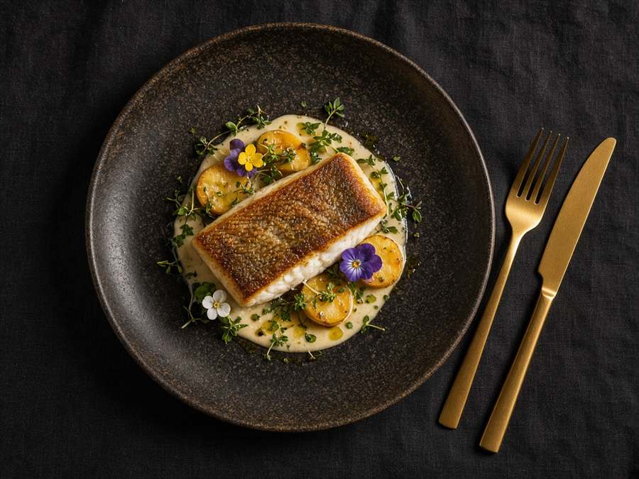 Assiette de mer, daurade et herbes